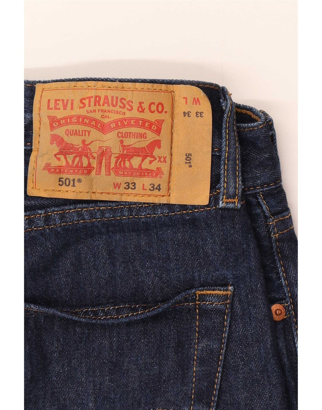 Męskie jeansy Levi's 501 Straight W33 L34 Niebieskie bawełniane
