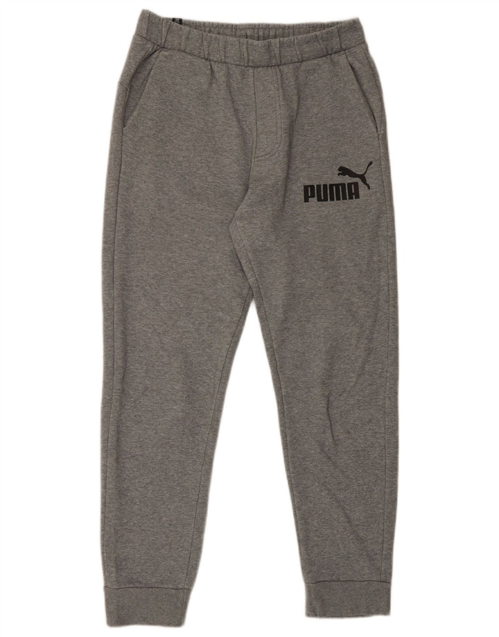 Męskie spodnie dresowe Puma z grafiką, średnioszare, bawełniane