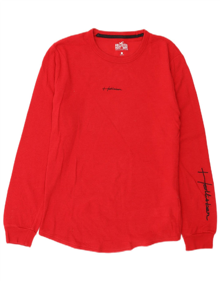 Męski top z długim rękawem Hollister Regular Graphic, mały, czerwony, bawełniany