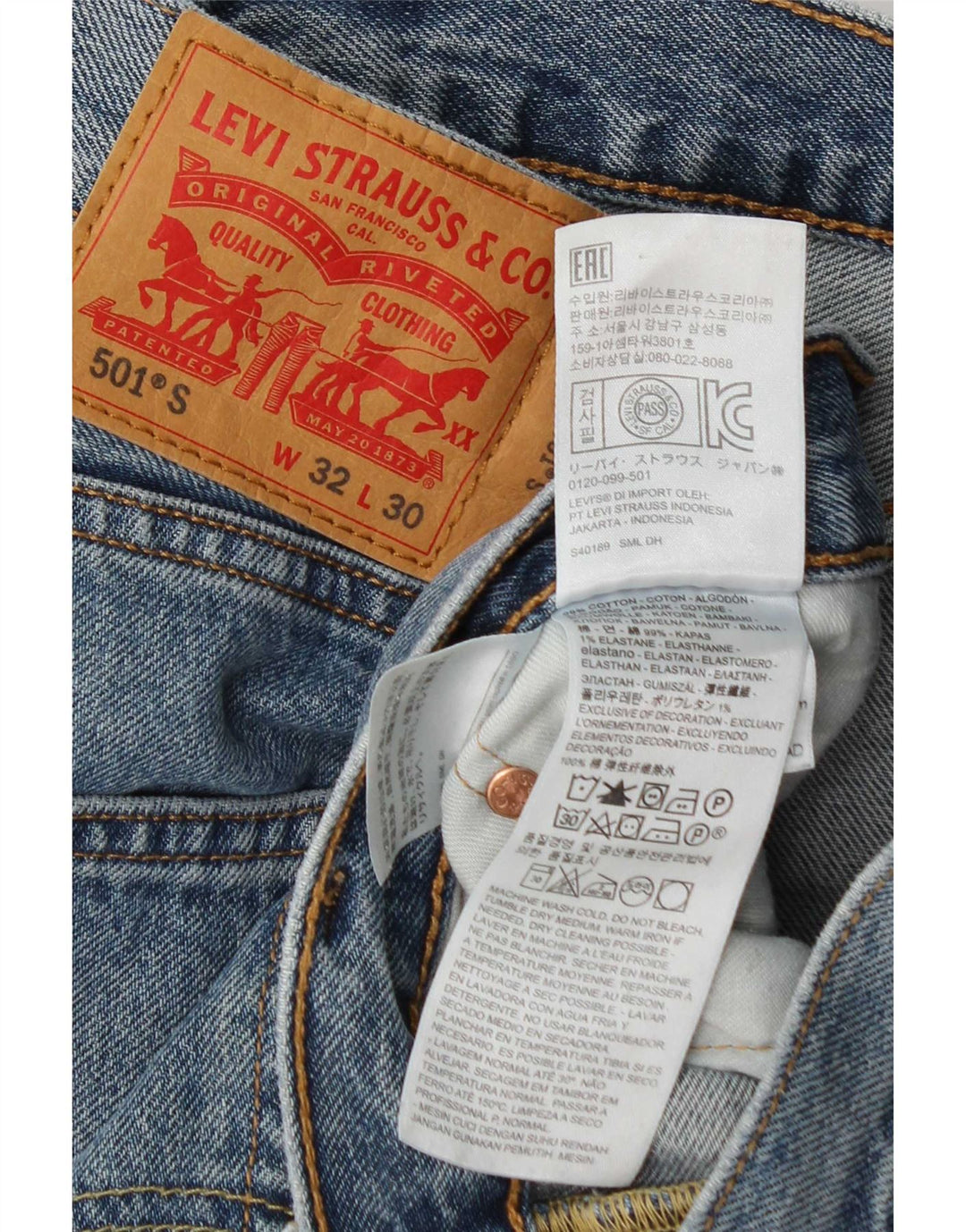 Męskie jeansy Levi's 501 Straight W32 L30 Niebieskie bawełniane