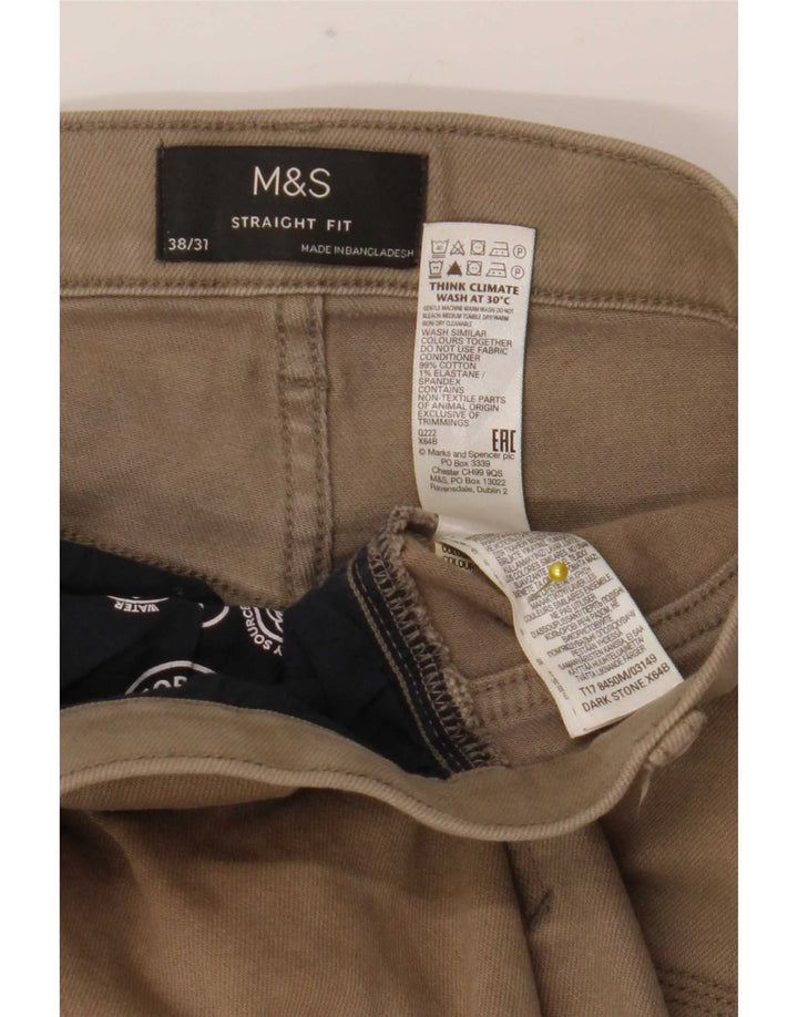 Marks & Spencer Męskie proste dżinsy W38 L31 Beżowa bawełna