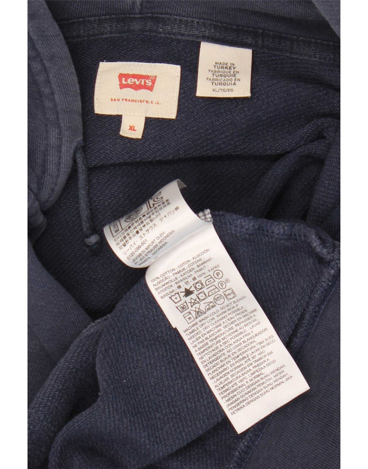 Męski sweter z kapturem i zamkiem Levi's XL, granatowy, bawełniany