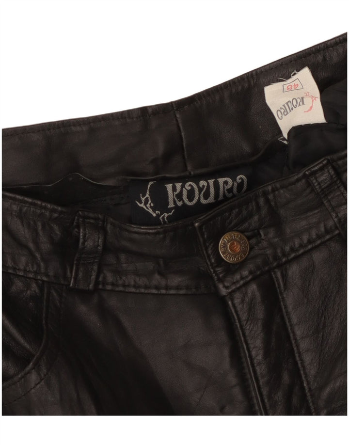 Vintage damskie proste skórzane spodnie W30 L29 czarne
