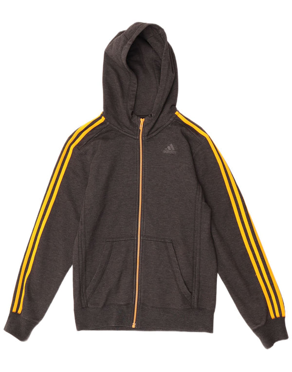 Adidas Męski sweter z kapturem Climalite i zamkiem błyskawicznym, mały, szary poliester