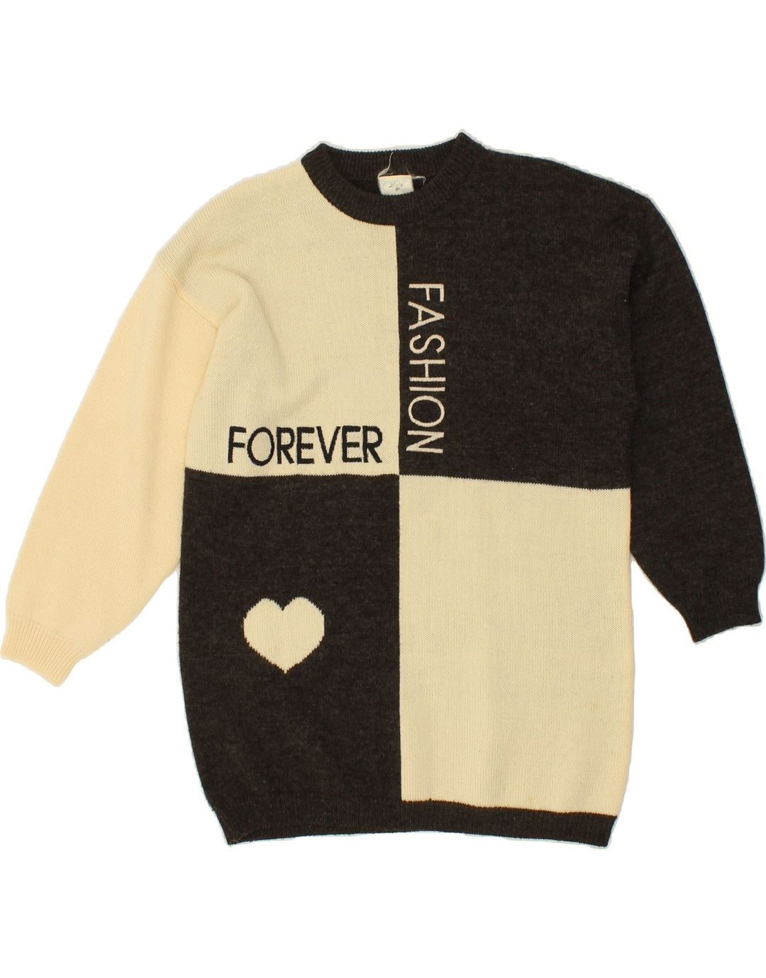 VINTAGE Womens Graphic Crew Neck Jumper Sweater UK 14 Medium Black Vintage Vintage and Second-Hand Vintage from Messina Hembry 