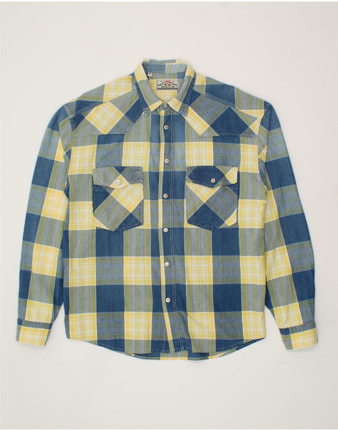 RAYBEST Mens Shirt Medium Blue Check Cotton Vintage Raybest and Second-Hand Raybest from Messina Hembry 