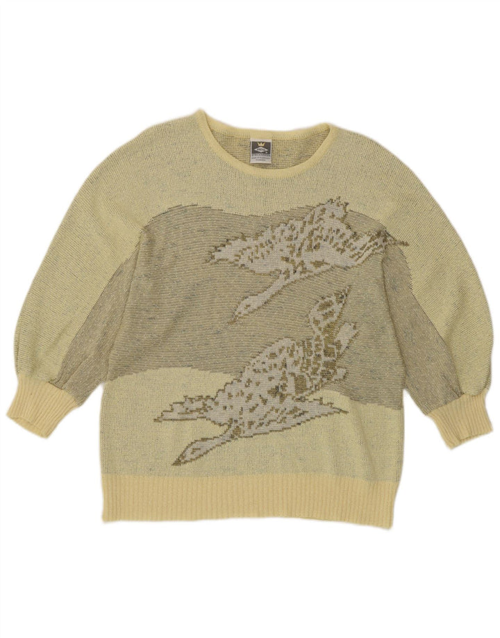 Damski sweter Freya z graficznym dekoltem w łódkę UK 14, średni żółty
