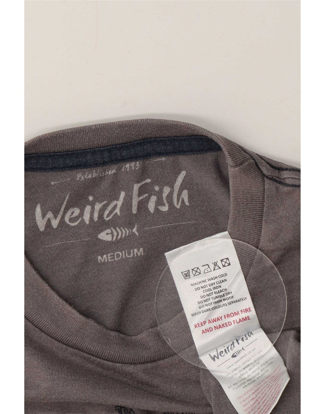 Męska koszulka z grafiką Weird Fish Top Medium Grey Cotton