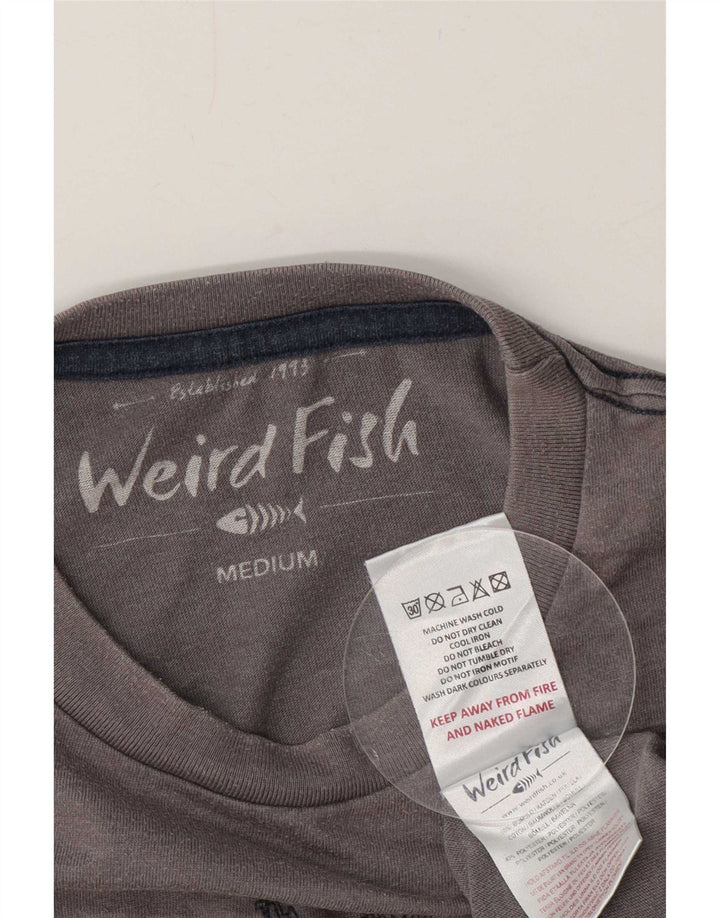 Męska koszulka z grafiką Weird Fish Top Medium Grey Cotton