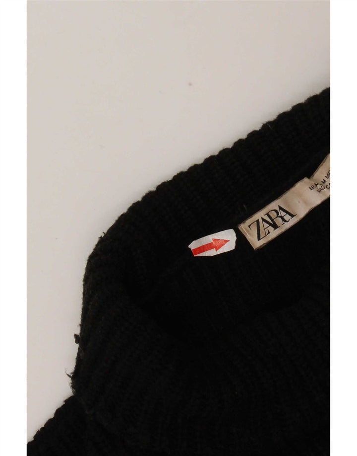 Damski sweter z wywijanym dekoltem Zara UK 14 Średnia czarna wiskoza