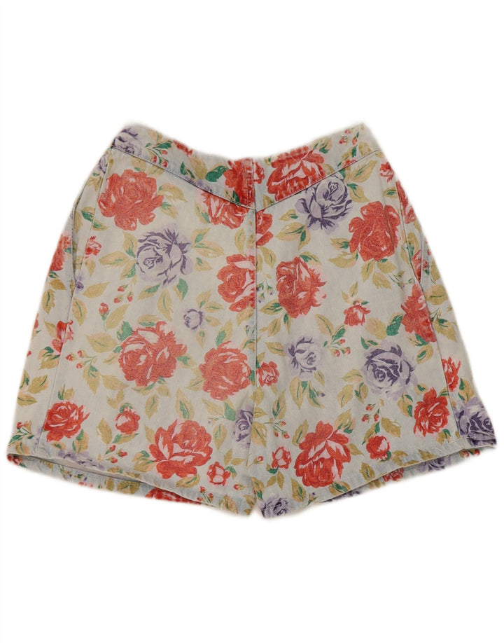 Vintage damskie spodenki jeansowe IT 40 Small W25 wielokolorowe kwiatowe