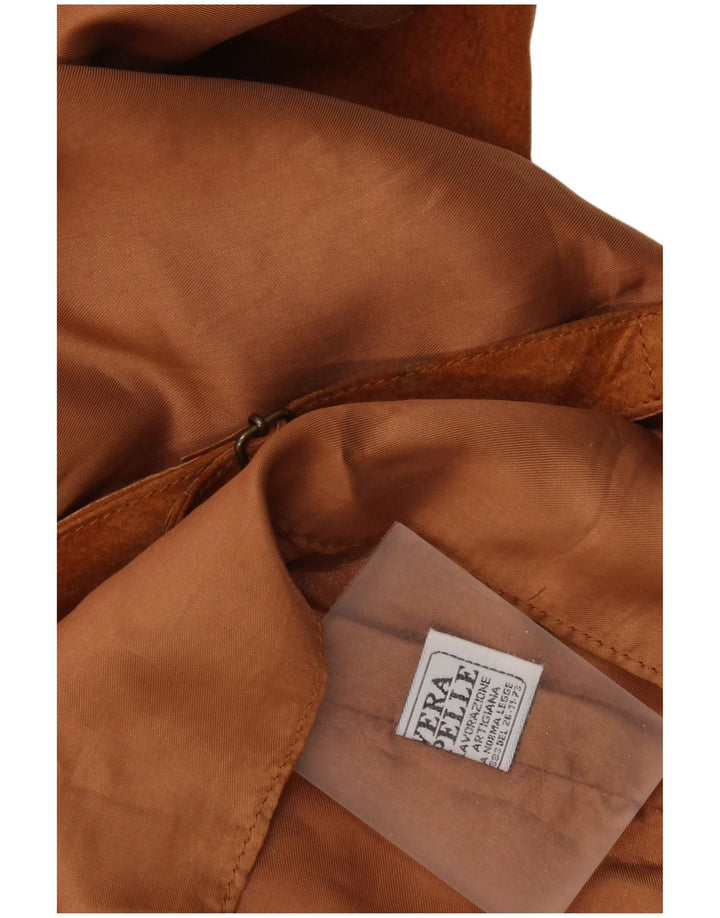 Vintage damska zamszowa kamizelka UK 16 duża brązowa skóra