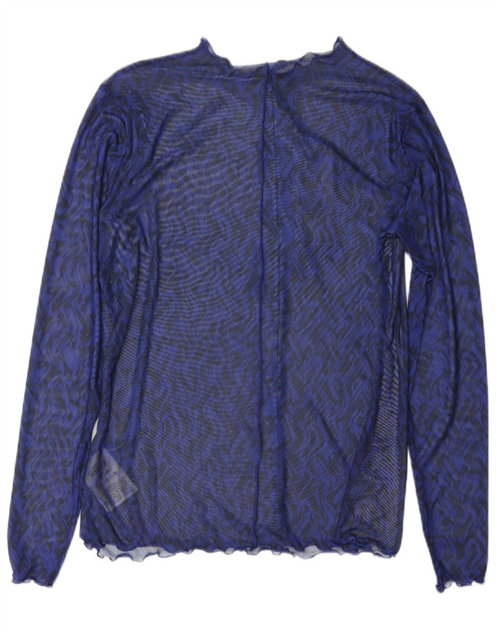 Część druga Damska koszulka z długim rękawem, prześwitująca, UK 18 XL, niebieska jodełka, poliester