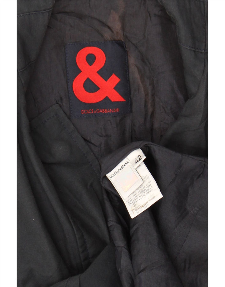 DOLCE & GABBANA Womens Utility Jacket IT 42 Medium Navy Blue Cotton