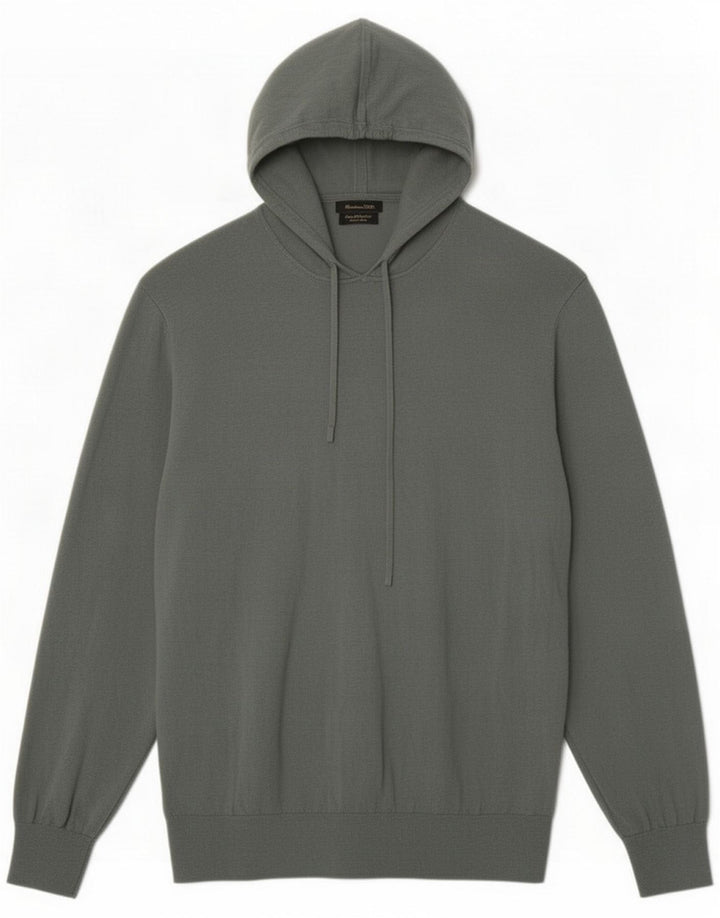 Męski sweter z kapturem Massimo Dutti, średni zielony, bawełniany