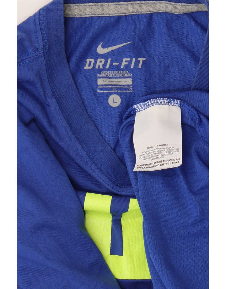 Męski T-shirt z grafiką Nike Dri Fit, duży, niebieski, bawełniany