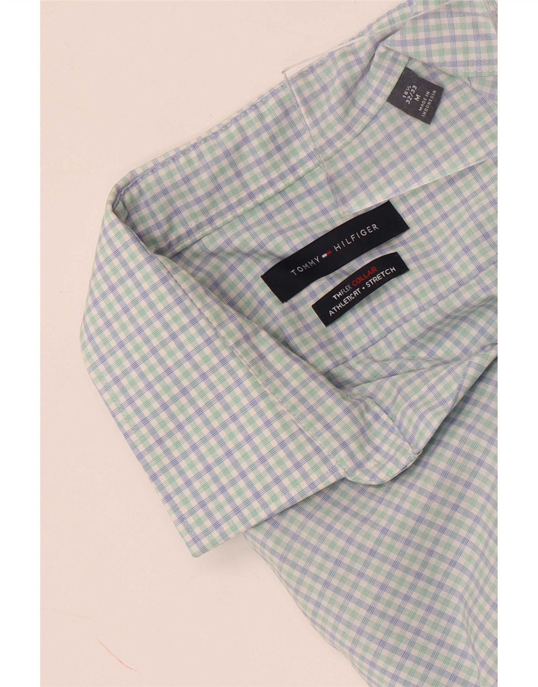 Tommy Hilfiger Mens Shirt Size 15 1/2 Medium Blue Check Cotton