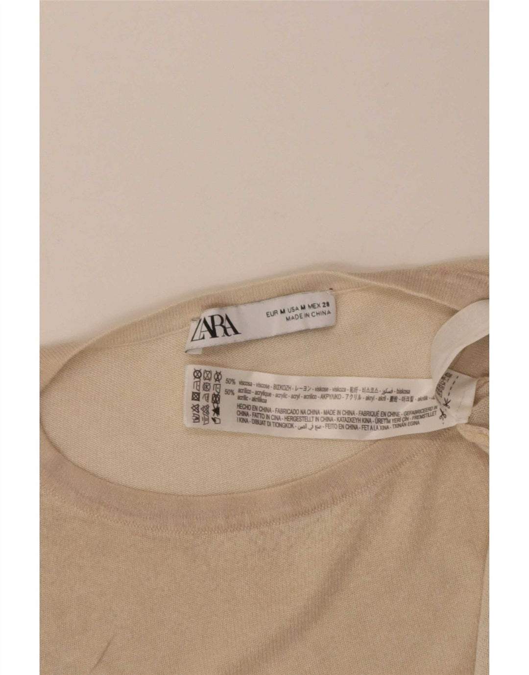 Damska koszulka oversize Zara Top UK 14 w średnim beżowym kolorze wiskozy