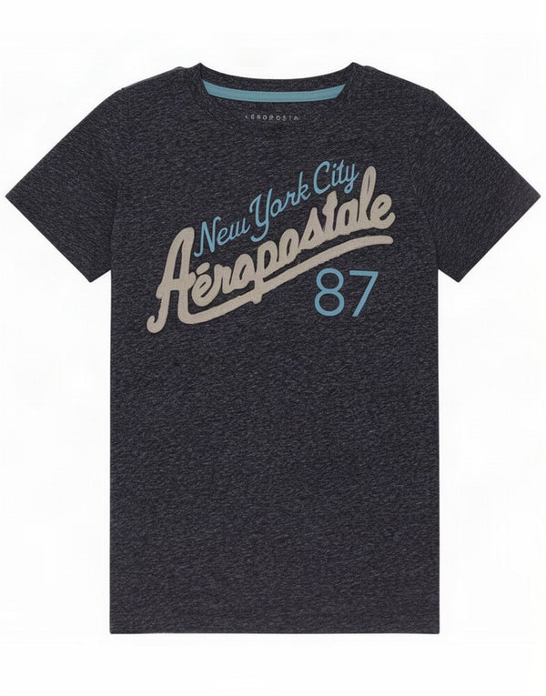 Aeropostale Damska koszulka graficzna Top UK 10 Small Navy Blue Flecked