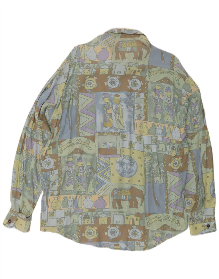 Koszula męska w stylu vintage, duża, wielobarwna patchworkowa