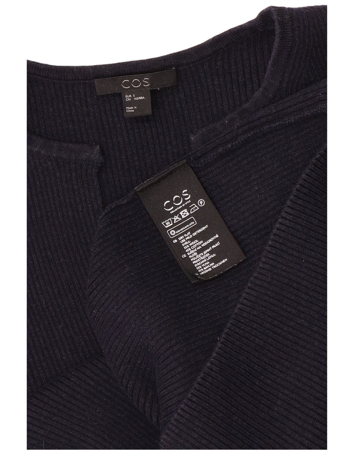 Cos Damski sweter oversize z dekoltem w kształcie litery V, UK 10, mały, granatowy, wełniany
