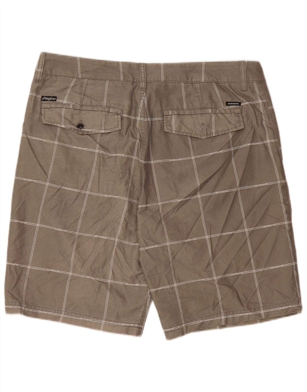 Męskie spodenki chino Quiksilver W34, duże, szare, poliestrowe w kratę