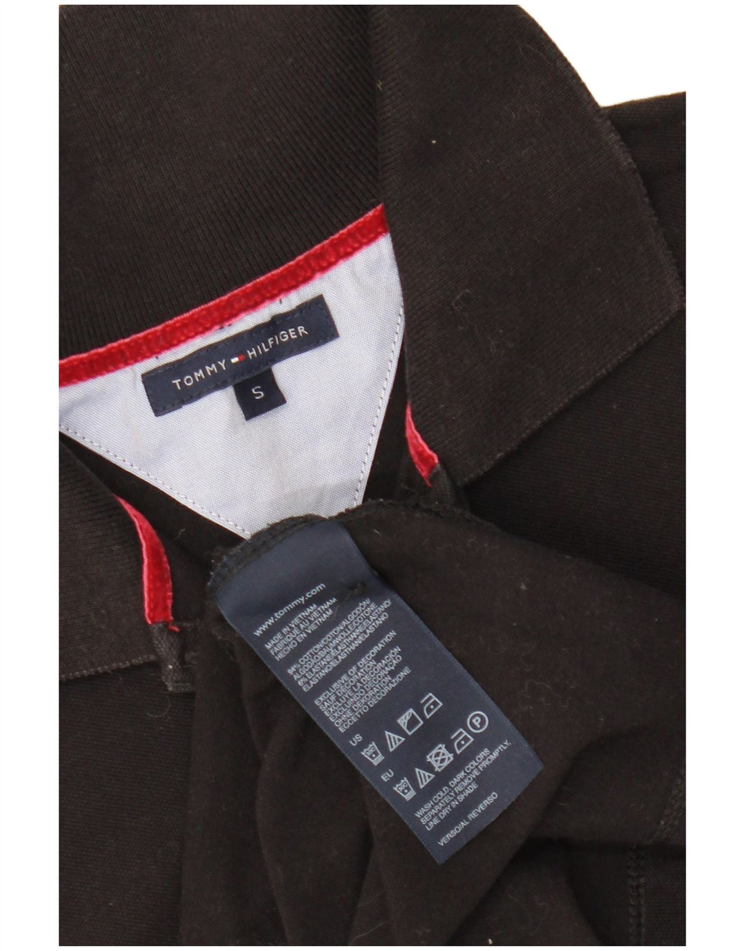 Damska koszulka polo TOMMY HILFIGER UK 8, mała, czarna, bawełniana