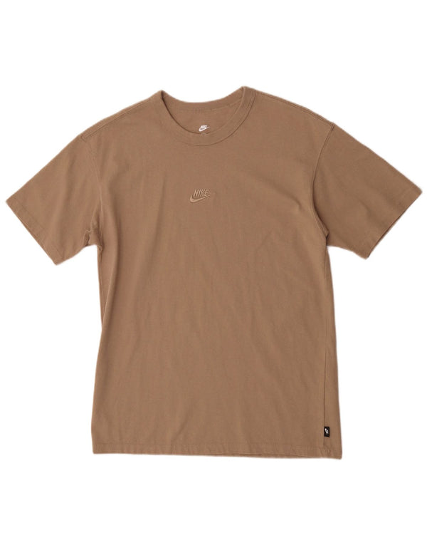 Męski T-shirt Nike o luźnym kroju, mały, beżowy, bawełniany