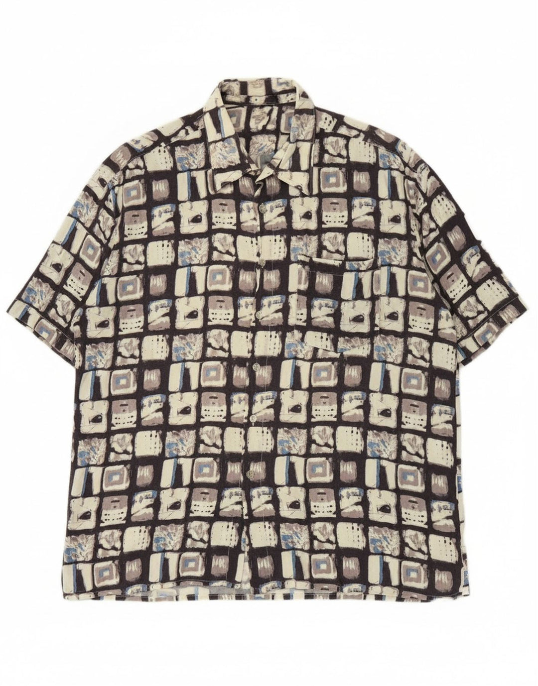 VINTAGE Mens Short Sleeve Shirt XL Multicoloured Patchwork