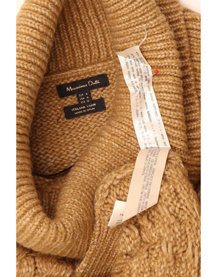 Sweter damski Massimo Dutti z wywijanym dekoltem UK 14 Średni brązowy akryl