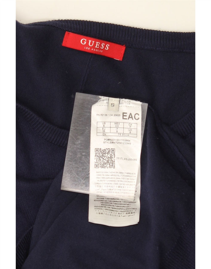 Damski sweter oversize GUESS z dekoltem w łódkę, UK 6, mały, granatowy