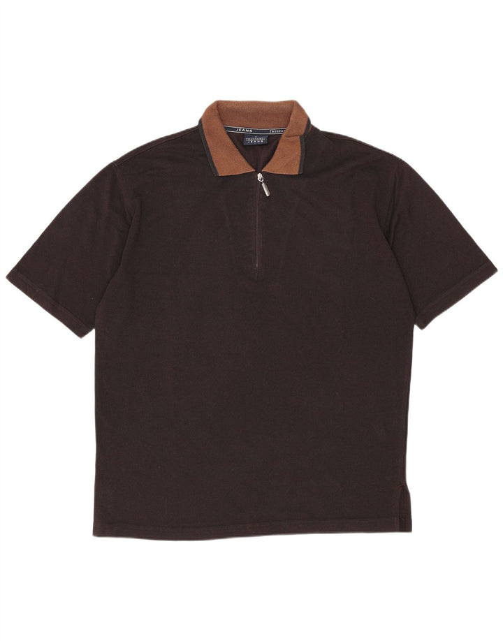 Męska koszulka polo Trussardi Jeans, poliester w kolorze średniej czarnej kolorystyki