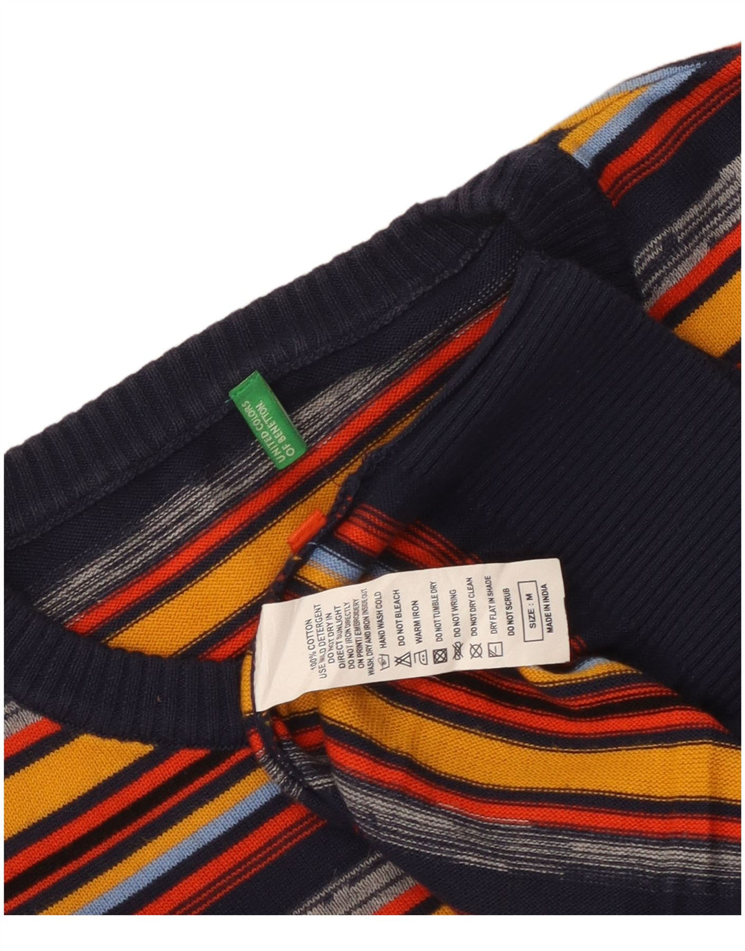 Męski sweter z wycięciem pod szyją Benetton Średnie, wielokolorowe, bawełniane paski