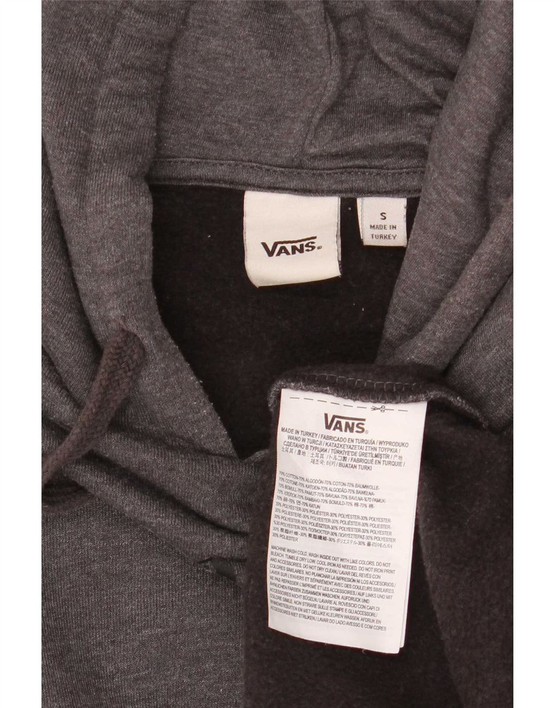 Męski sweter z kapturem Vans z grafiką, mały, szary, bawełniany