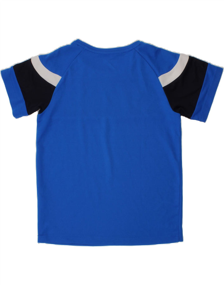 PUMA Boys T-Shirt Top 11-12 Years Blue Colourblock Polyester Vintage Puma and Second-Hand Puma from Messina Hembry 