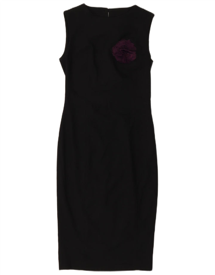 Damska sukienka płaszczowa bez rękawów ZARA UK 4 XS, czarna w kwiaty, poliester