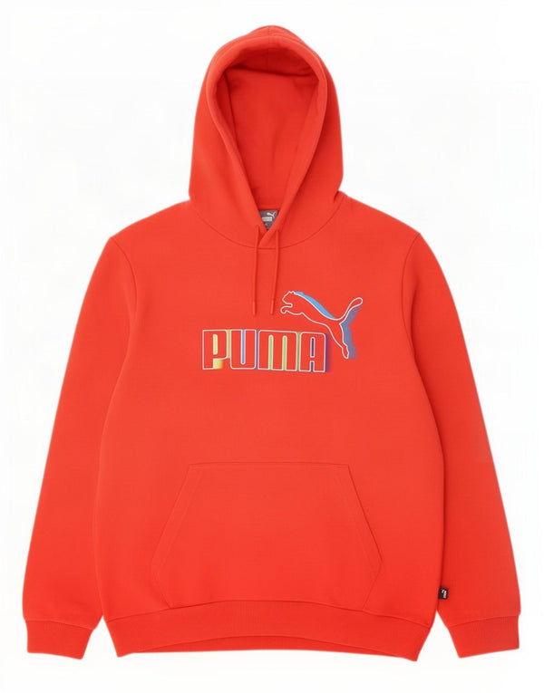 Męski sweter z kapturem Puma z grafiką, duży, czerwony, bawełniany