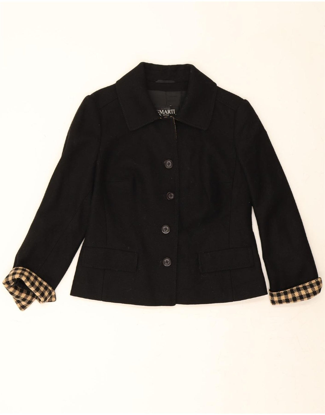 VINTAGE Womens 4 Button Blazer Jacket IT 44 Medium Black Vintage Vintage and Second-Hand Vintage from Messina Hembry 