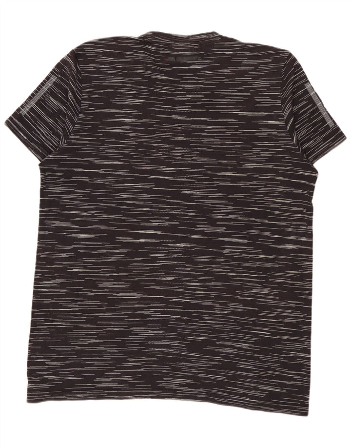 T-shirt męski ADIDAS, bawełniany, średni czarny w prążki