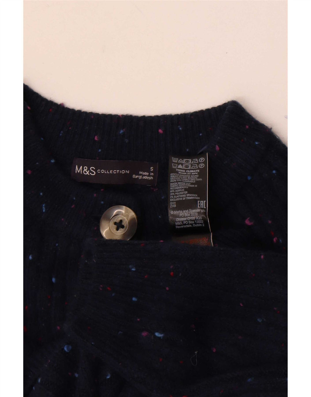 Sweter damski Marks & Spencer UK 10, mały, granatowy, nakrapiany