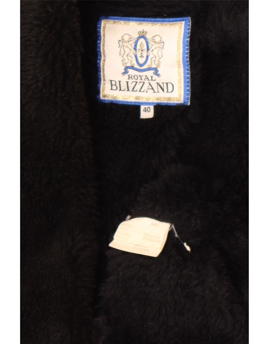 Vintage damski płaszcz Sherpa EU 40 średni czarny akryl