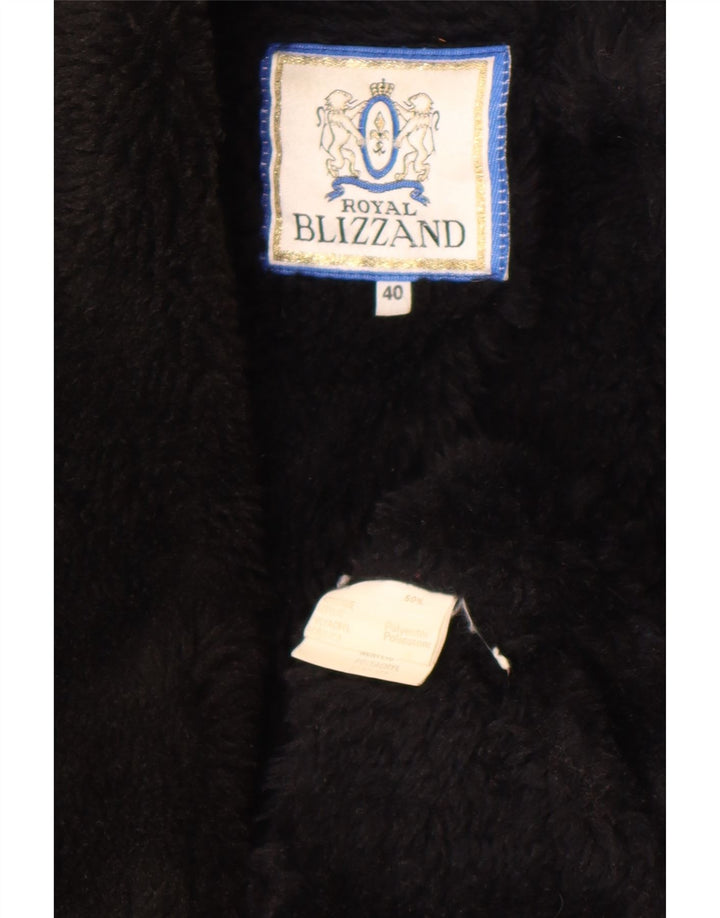 Vintage damski płaszcz Sherpa EU 40 średni czarny akryl