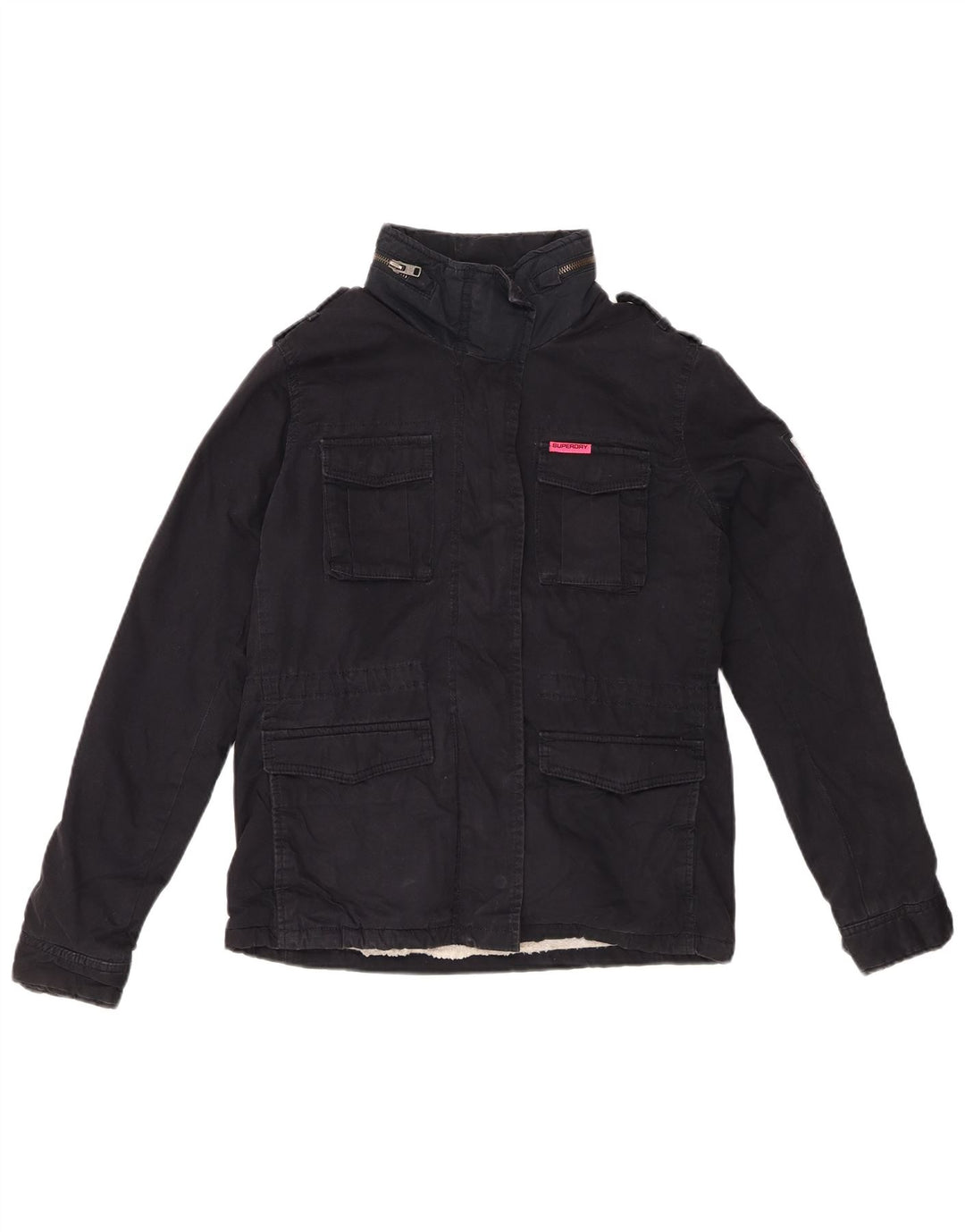 Damska kurtka wojskowa Superdry Sherpa UK 10, mała, granatowa