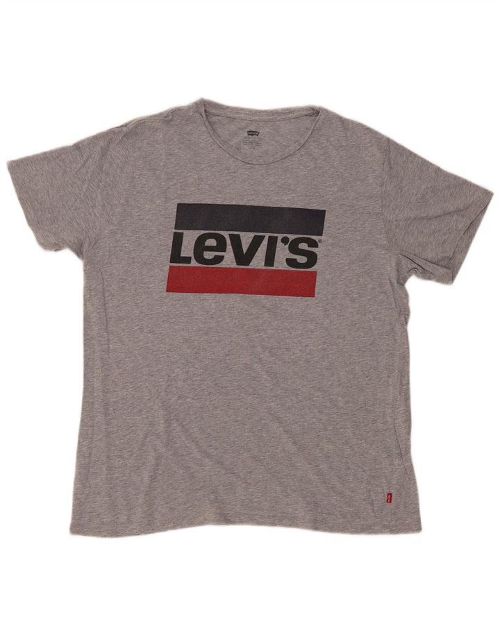 Męski T-shirt z grafiką Levi's, duży, szary, nakrapiany