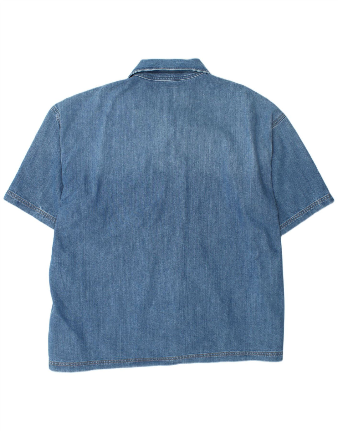 Męska koszula dżinsowa z krótkim rękawem Wrangler 2XL, niebieska, bawełniana