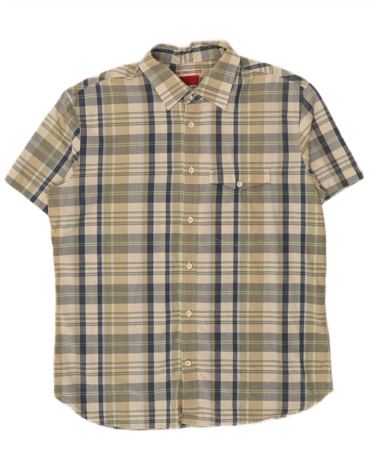 Męska koszula z krótkim rękawem Levi's, duża, zielona, bawełniana w kratę