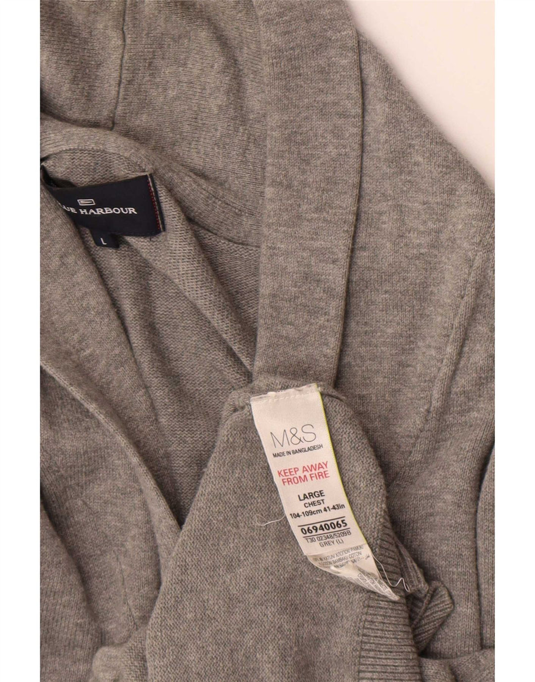 Marks & Spencer Męski sweter rozpinany w kolorze niebieskim, duży, szary, bawełniany