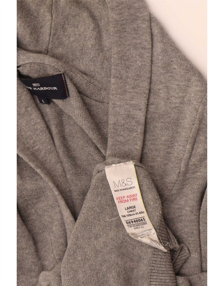 Marks & Spencer Męski sweter rozpinany w kolorze niebieskim, duży, szary, bawełniany