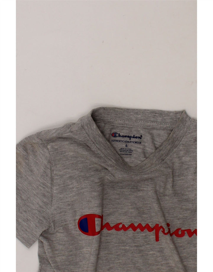 CHAMPION Boys Graphic T-Shirt Top 5-6 Years Grey Cotton Vintage Champion and Second-Hand Champion from Messina Hembry 