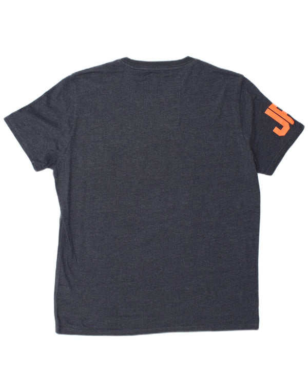 Męski T-shirt Superdry z grafiką, 2XL, szara, bawełniana z blokami kolorów